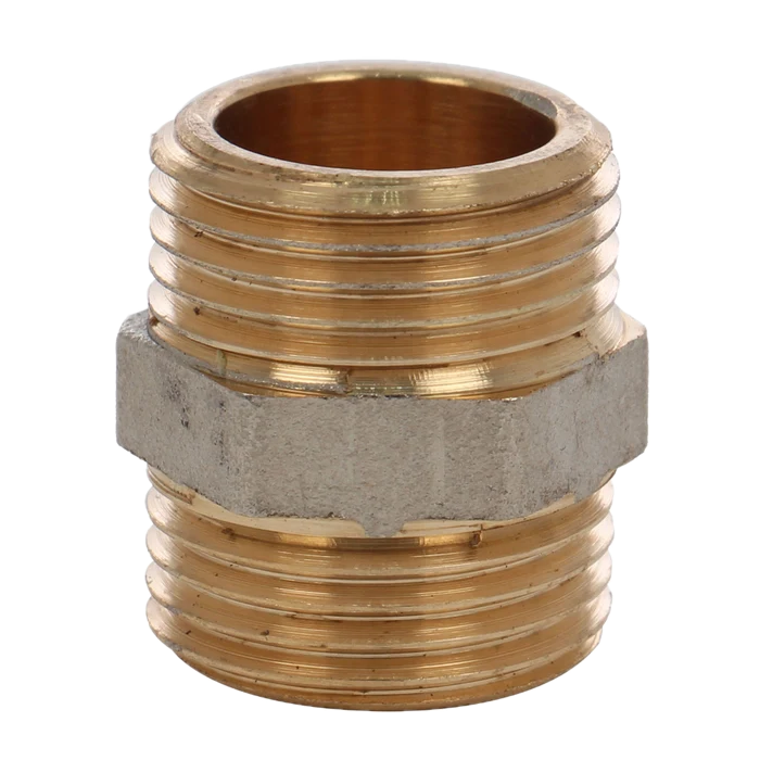Indesiho Pro Brass Nipple 1 Inch plumbing fitting with threaded ends for bathroom use