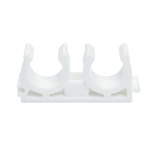 Indesiho Pro white PPR double clamp 32mm for secure bathroom pipe fittings and installations